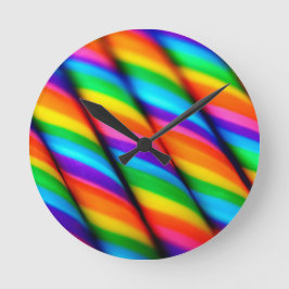 Rainbow Candy Canes 2 Runde Wanduhr