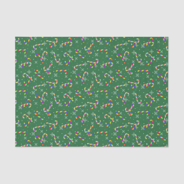 Rainbow Candy Canes Christmas Seidenpapier (Vorderseite)