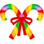 Rainbow Candy Canes Fotoskulptur Ornament<br><div class="desc">Dieses niedliche Urlaubsprojekt besticht durch die regenbogenfarbenen Bonbons.</div>