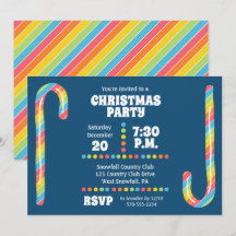 Rainbow Candy Canes Navy Blue Weihnachtsfest Party