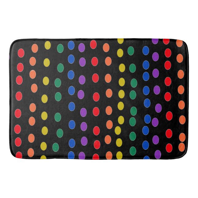 Rainbow Candy Dots auf Schwarz Badematte (Vorderseite)