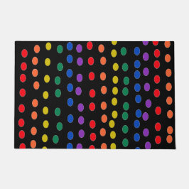 Rainbow Candy Dots auf Schwarz Fußmatte