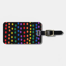 Rainbow Candy Dots auf Schwarz Gepäckanhänger