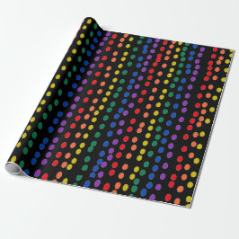 Rainbow Candy Dots auf Schwarz Geschenkpapier