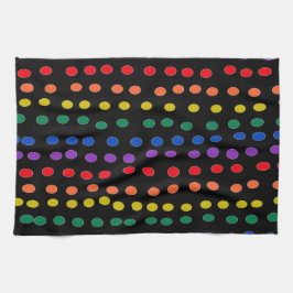 Rainbow Candy Dots auf Schwarz Geschirrtuch