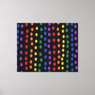 Rainbow Candy Dots auf Schwarz Leinwanddruck