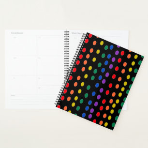 Rainbow Candy Dots auf Schwarz Planer