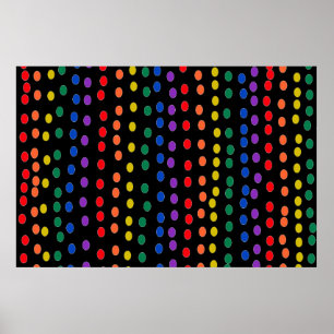 Rainbow Candy Dots auf Schwarz Poster