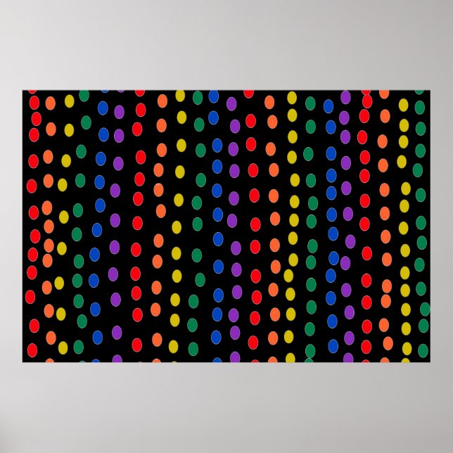 Rainbow Candy Dots auf Schwarz Poster (Vorne)