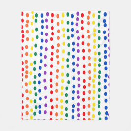 Rainbow Candy Dots auf Weiß Fleecedecke