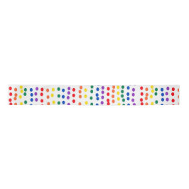 Rainbow Candy Dots auf Weiß Satinband