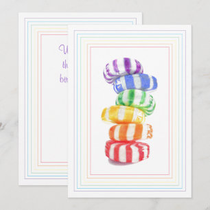 RAINBOW CANDY Flat Birthday Card Karte