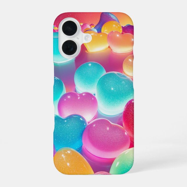 Rainbow Candy Hearts Phone Case iPhone 16 Hülle (Rückseite)