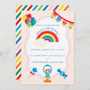 Rainbow Candy Invitation à la fête d'anniversaire