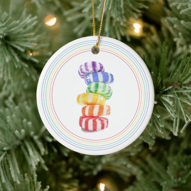 RAINBOW CANDY Keramik Circle Ornament (Baum)