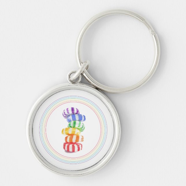 RAINBOW CANDY Premium Round Schlüsselanhänger (Vorne)