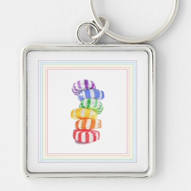 RAINBOW CANDY Premium Square Schlüsselanhänger (Vorne)