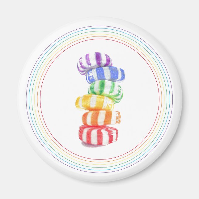 RAINBOW CANDY Round Magnet (Vorne)