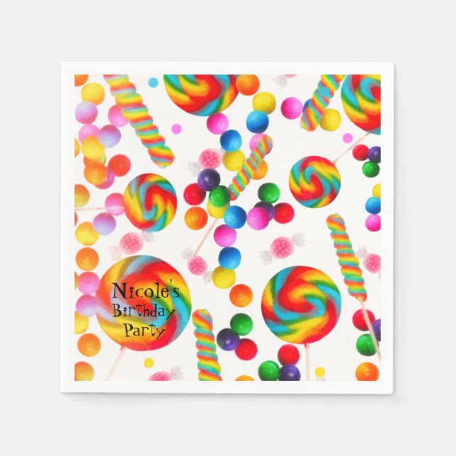 Rainbow Candy Sweet Birthday Party Candyland Serviette (Vorderseite)