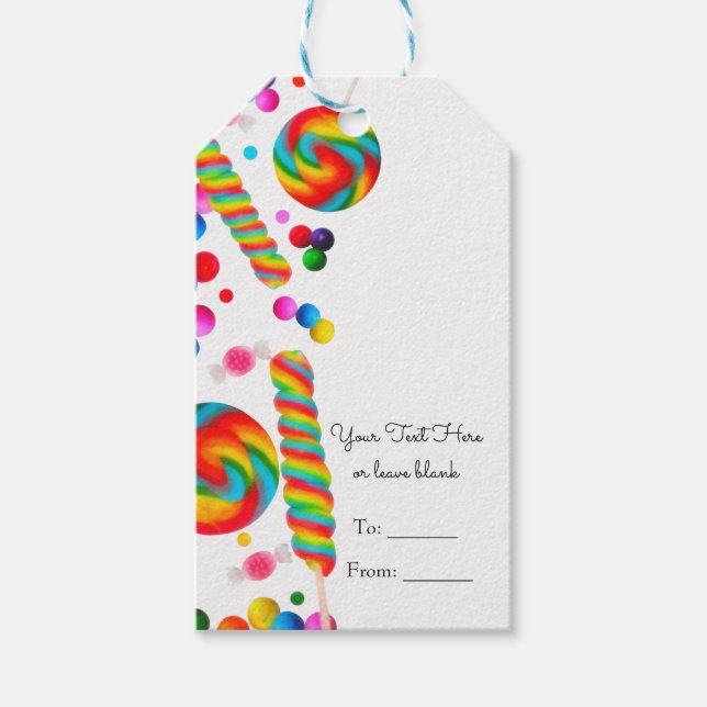 Rainbow Candy Sweet Birthday Party Custom Gevor Geschenkanhänger (Vorderseite)