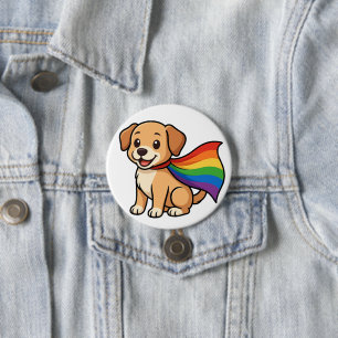 Rainbow Cape Puppy - LGBTQ++ Pride Design Button