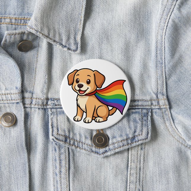 Rainbow Cape Welpe – LGBTQ++ Pride Design Button (Beispiel)