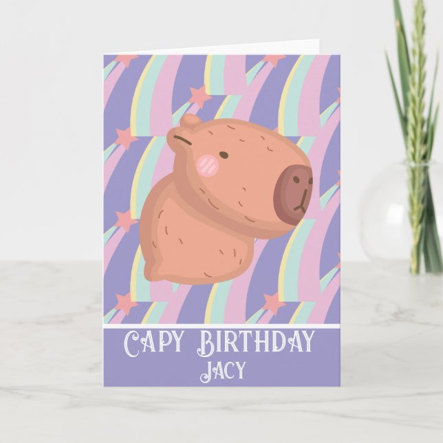 Rainbow Capybara Birthday Cute Karte (Vorderseite)