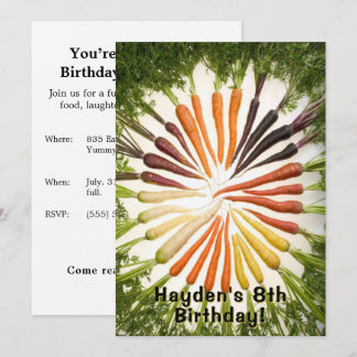 Rainbow Carrot Birthday Party Custom Name Age  Einladung