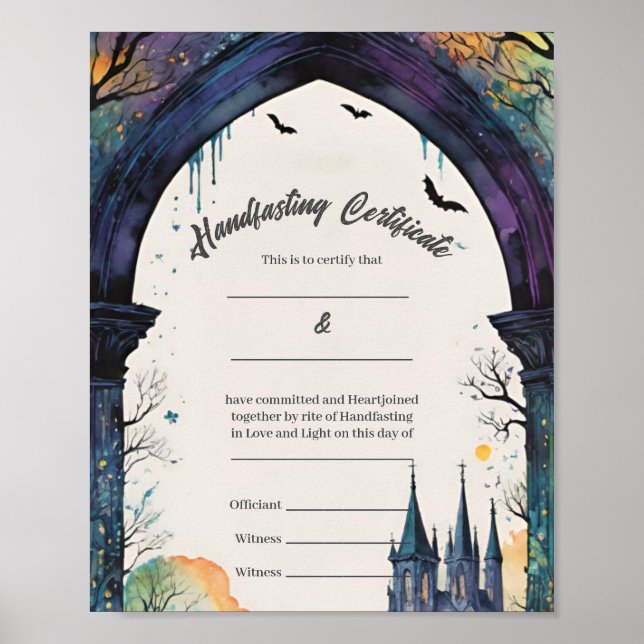 Rainbow Castle Garden Path Handfast Certificate Poster (Vorne)