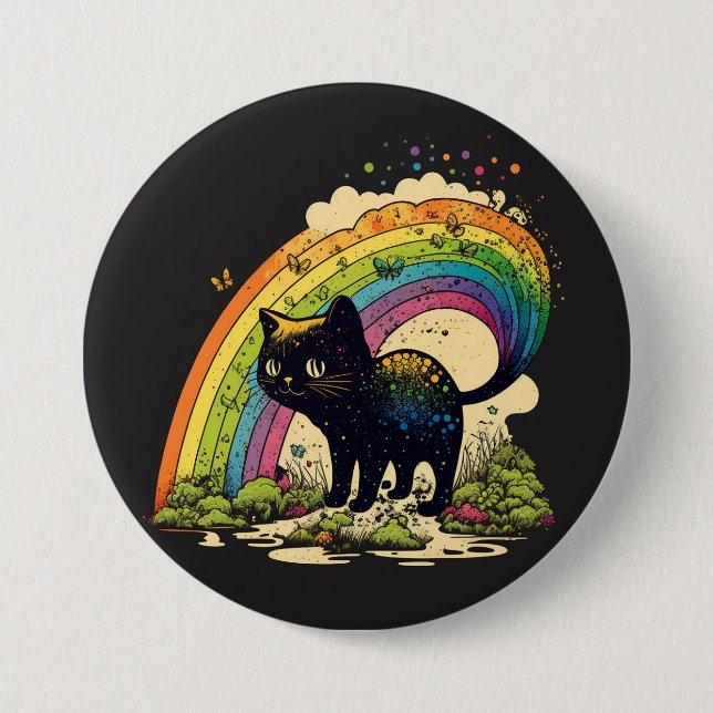 Rainbow Cat Button lgbtq niedlich (Vorderseite)