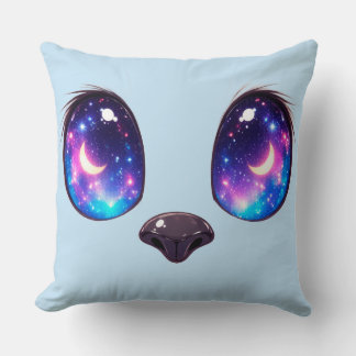 Rainbow Cat Eyes Kawaii Cat Face Illustration Kissen