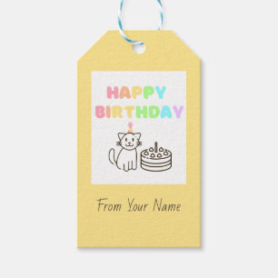 Rainbow Cat & Happy GeburtstagsgeschenkTags Geschenkanhänger