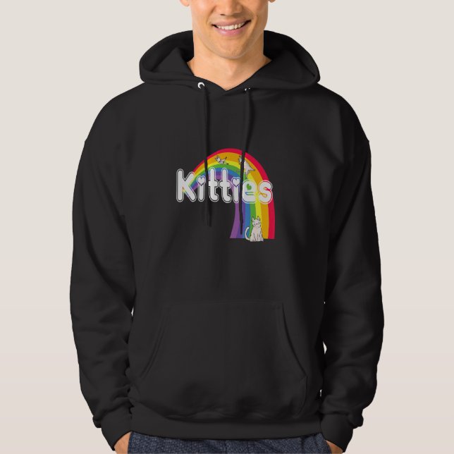 Rainbow Cat Kätzchen Cats Kitty Heart Liebe Hoodie (Vorderseite)