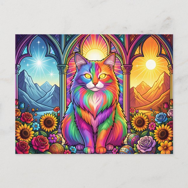 rainbow cat postcard postkarte (Vorderseite)