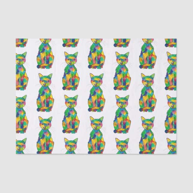 Rainbow Cat Tissue Paper Seidenpapier (Vorderseite)