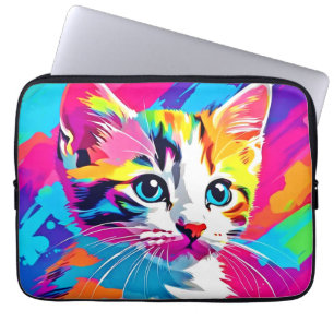 Rainbow Cat: Vivid Portrait Laptopschutzhülle