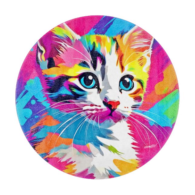 Rainbow Cat: Vivid Portrait Schneidebrett (Vorderseite)