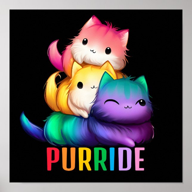 Rainbow Cats Purride Black Poster (Vorne)