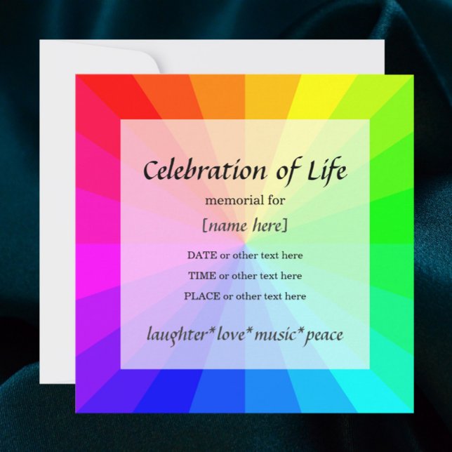Rainbow Celebration of Life Memorial Invitation Einladung (Von Creator hochgeladen)