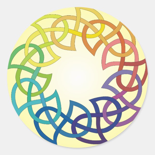 Rainbow Celtic Knot Runder Aufkleber (Vorderseite)