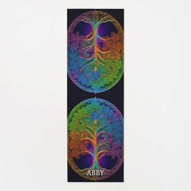 Rainbow Celtic Tree of Life Yogamatte (Vorderseite)