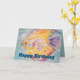 Rainbow Cfarbene Fish Watercolor Geburtstagskarte Karte