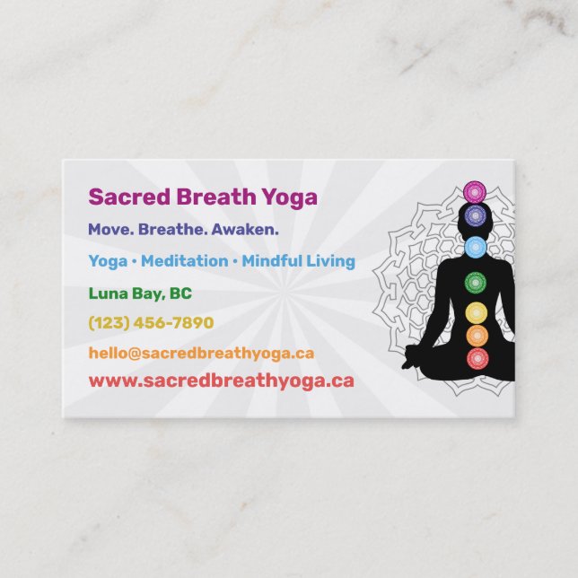 Rainbow Chakra Yoga Business Card Visitenkarte (Vorderseite)