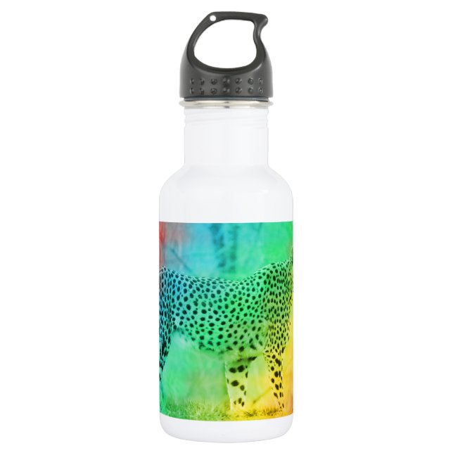 Rainbow Cheetah Edelstahlflasche (Vorderseite)