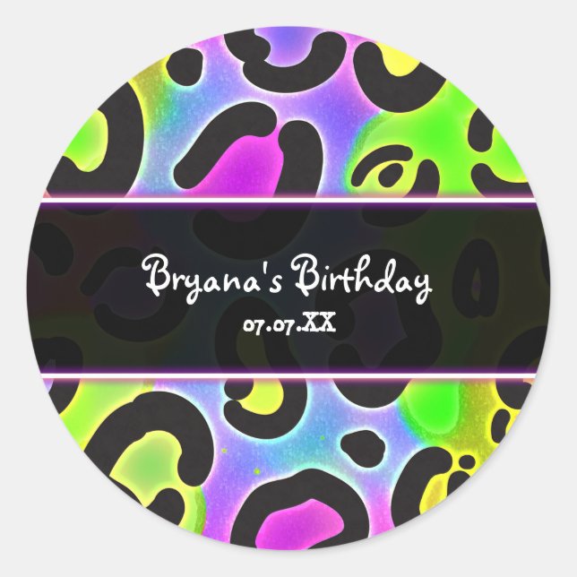 Rainbow Cheetah Leopard Print Party Stickers (Vorderseite)