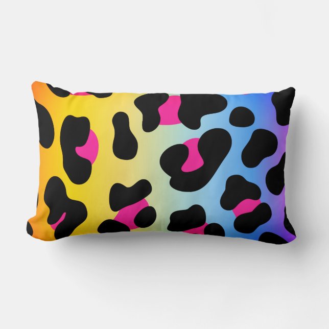 Rainbow Cheetah Print Lumbar Kissen (Vorderseite)