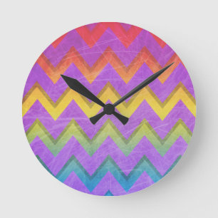 Rainbow Chevron by Shirley Taylor Runde Wanduhr