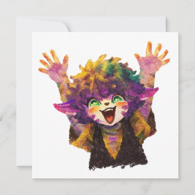 Rainbow Chibi-Party Einladung (Vorderseite)