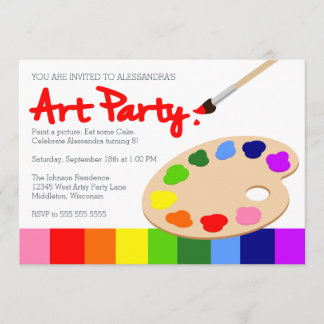 Rainbow Children's Art Party Geburtstag Einladung