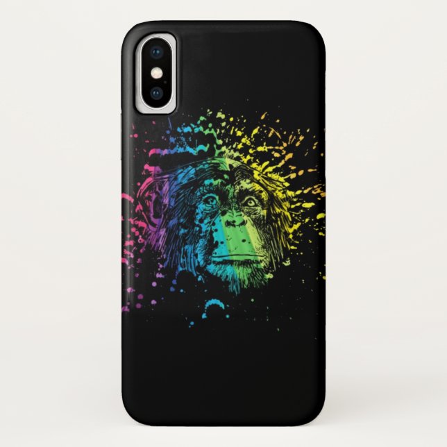 Rainbow Chimpanze auf Schwarz Case-Mate iPhone Hülle (Rückseite)
